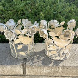 Metal Flower And Bird candle holders 