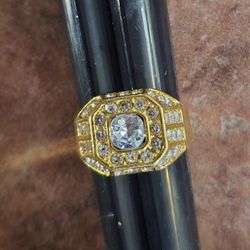 TITANIUM FOREVER WEAR MENS NEW SIZE 11 CZ STATEMENT CLASSIC  RING