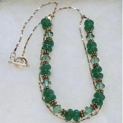 Brand New Elegant Gold Filled Swarovski Crystals Fine Beads Layered Necklace