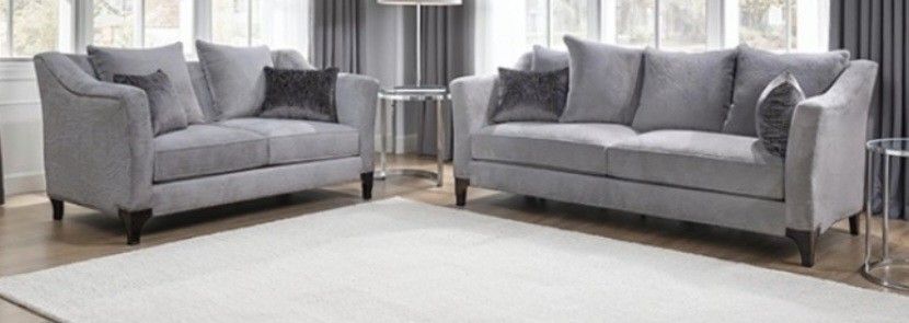 Brand New Super Plush Grey Sofa & Loveseat (Pillows Included)