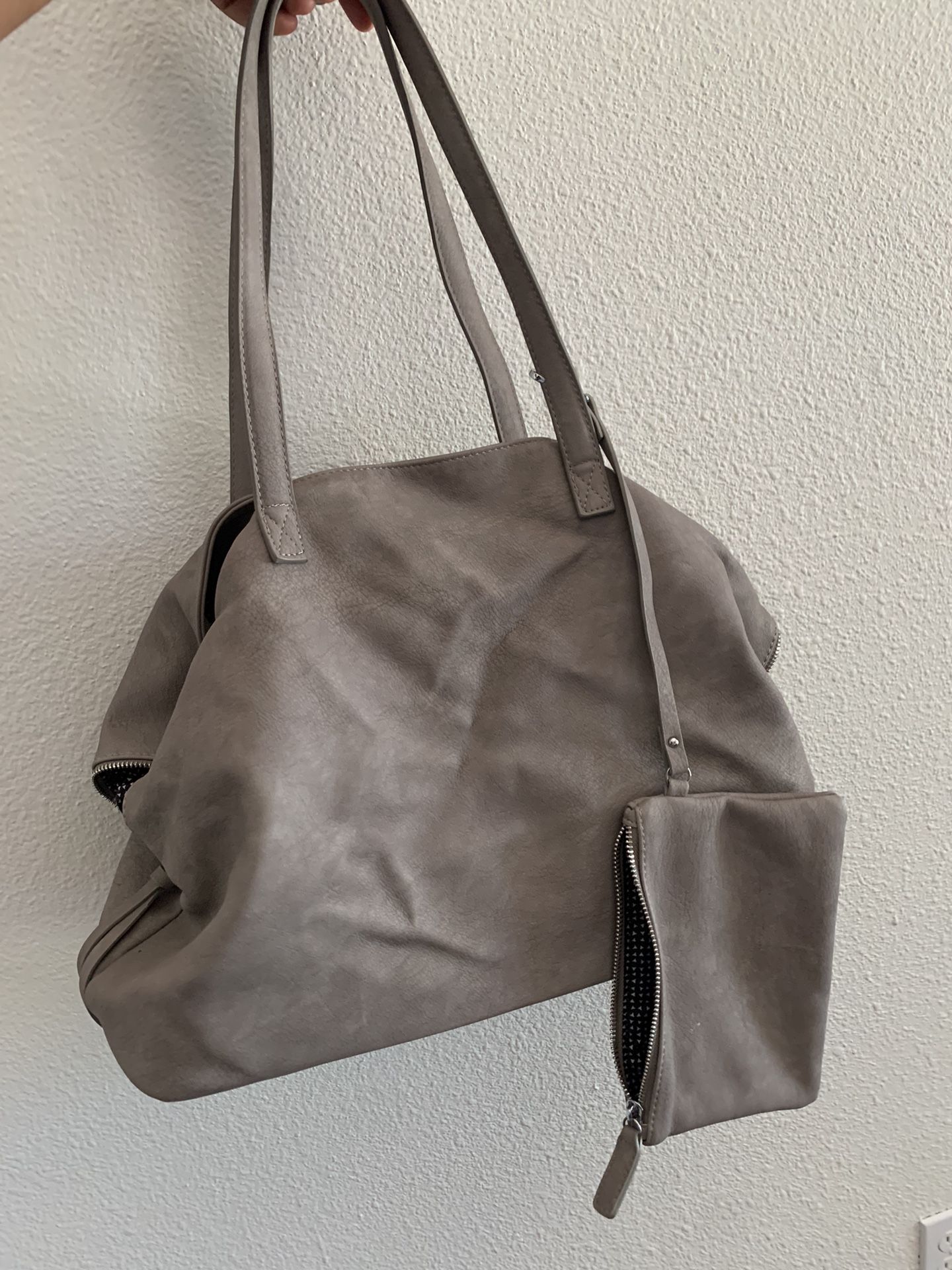 Antik Kraft Large Tote Shoulder Bag PUrse Handbag Beige Pockets