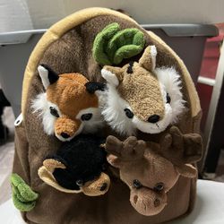 Unipak plush Forest Animal Backpack