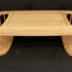 Vintage Wooden Bed Tray With Adjustable Stand and Side Storage 