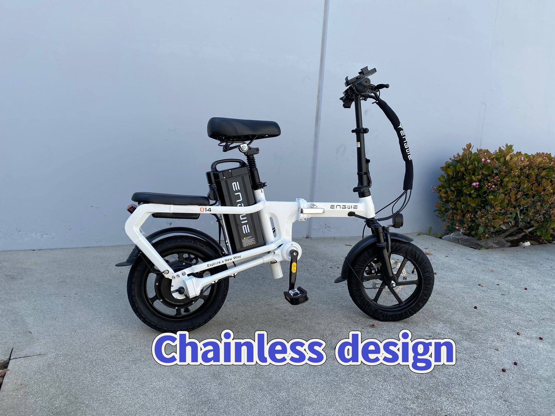 ENGWE O14, Shaft Drive Design (chainless) Mini Folding E-Bike for Adults Teens 14" Fat Tire 400W 15.6Ah Battery Max 20mph 50Miles Electric Bike