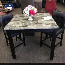 New Brand🔥5 Piece Black/ Brown Color Counter  Height Kitchen/Dining Set💥Table And Bar Stools👍On Display 🏠Fastest Delivery 🚚 Financing Options 💥