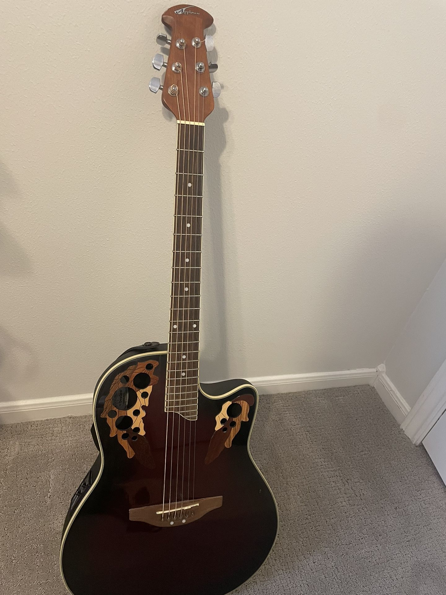 Ovation Applause AE-48 Ruby Red Acoustic Electric Guitar