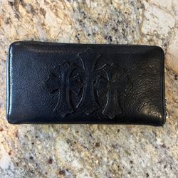 Authentic Chrome hearts leather cross wallet