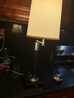 Modern Swing Arm Table Lamp w/ Built-In Outlet – Excellent Condition