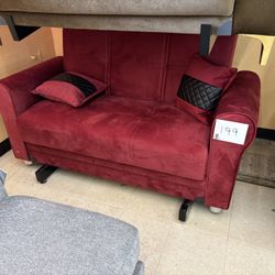 Burgundy Sleeper Loveseat With Storage 