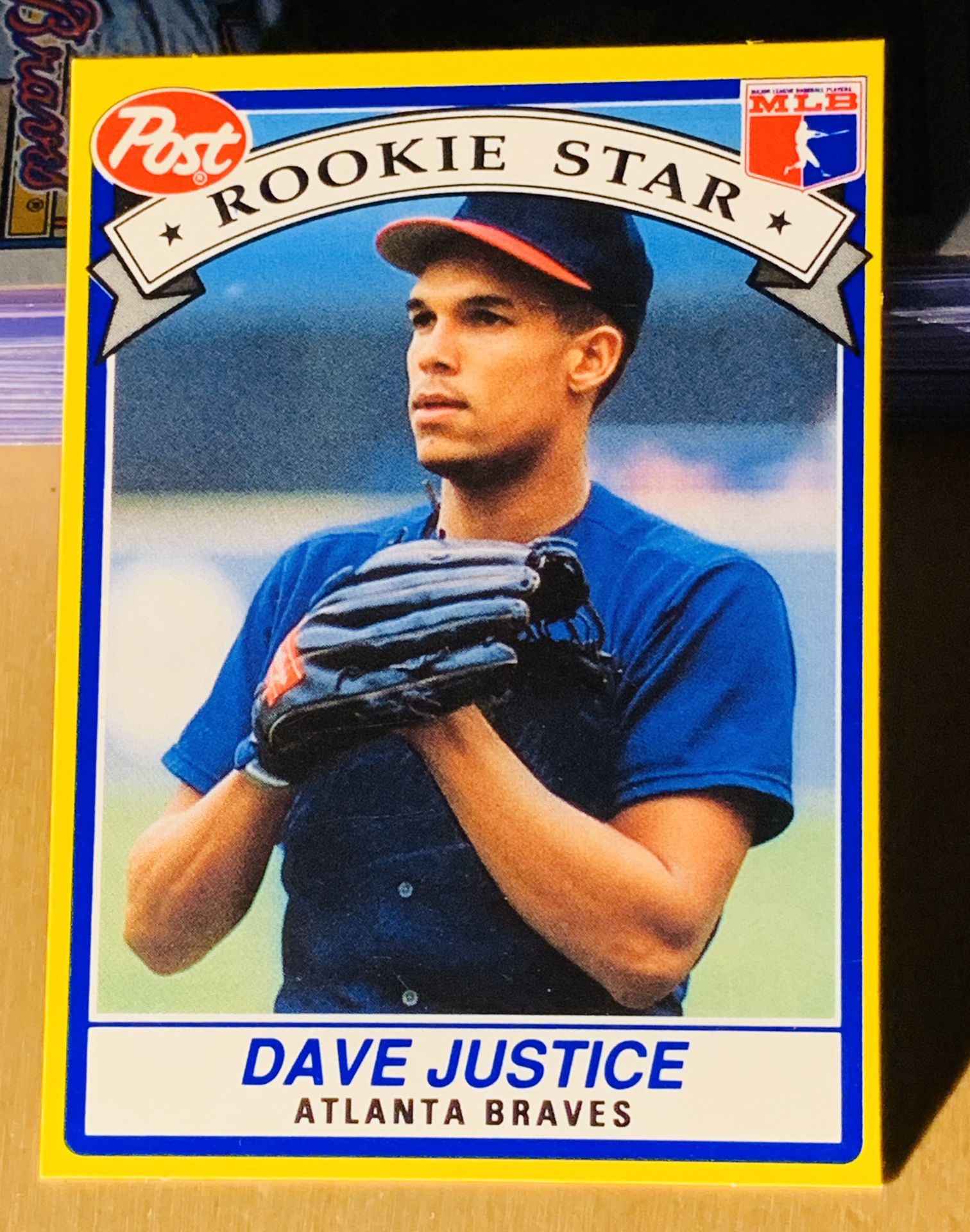 1991 Post Cereal David Justice Atlanta Braves Rookie Star MLB for