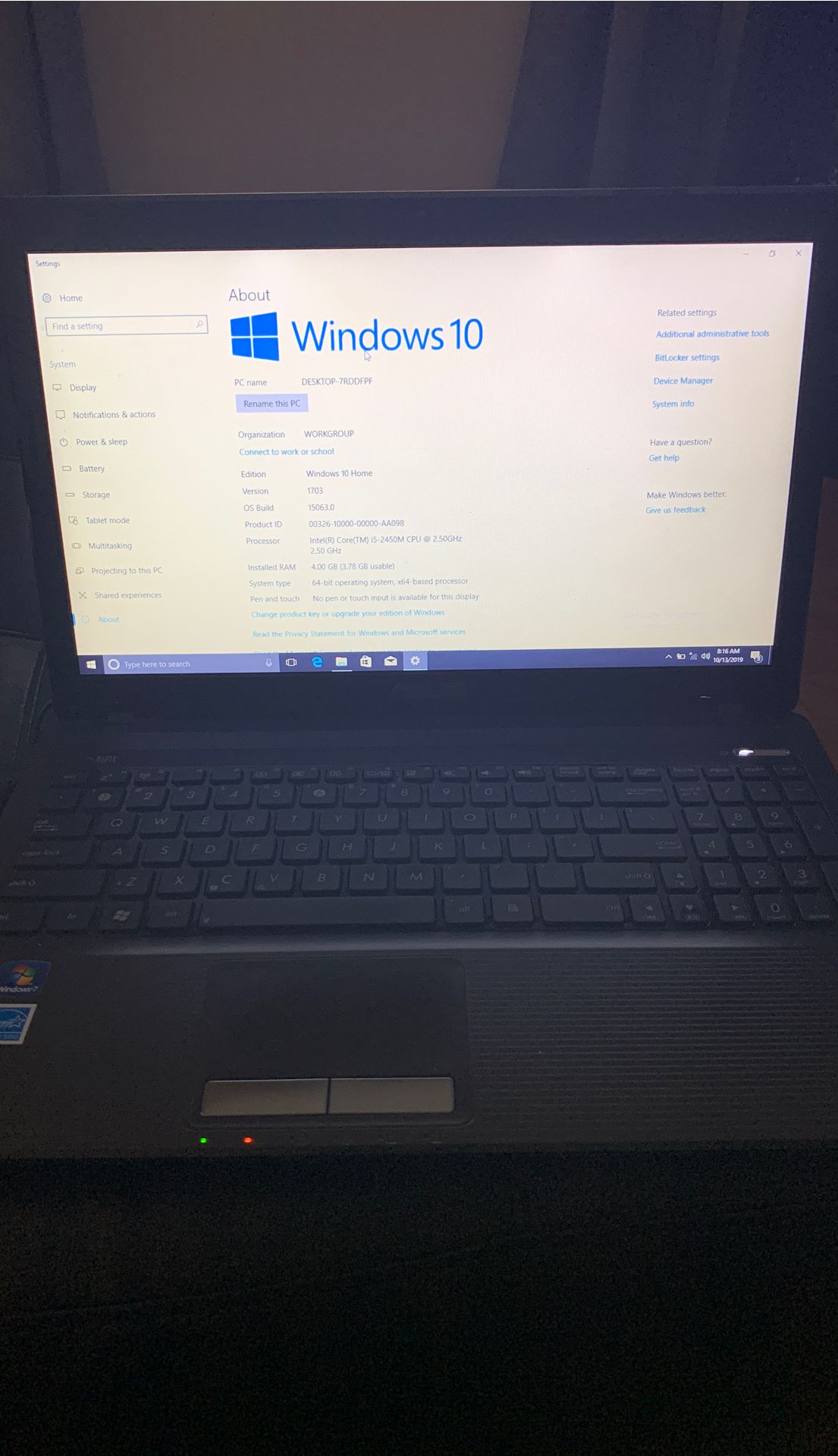 Asus windows laptop with windows 10