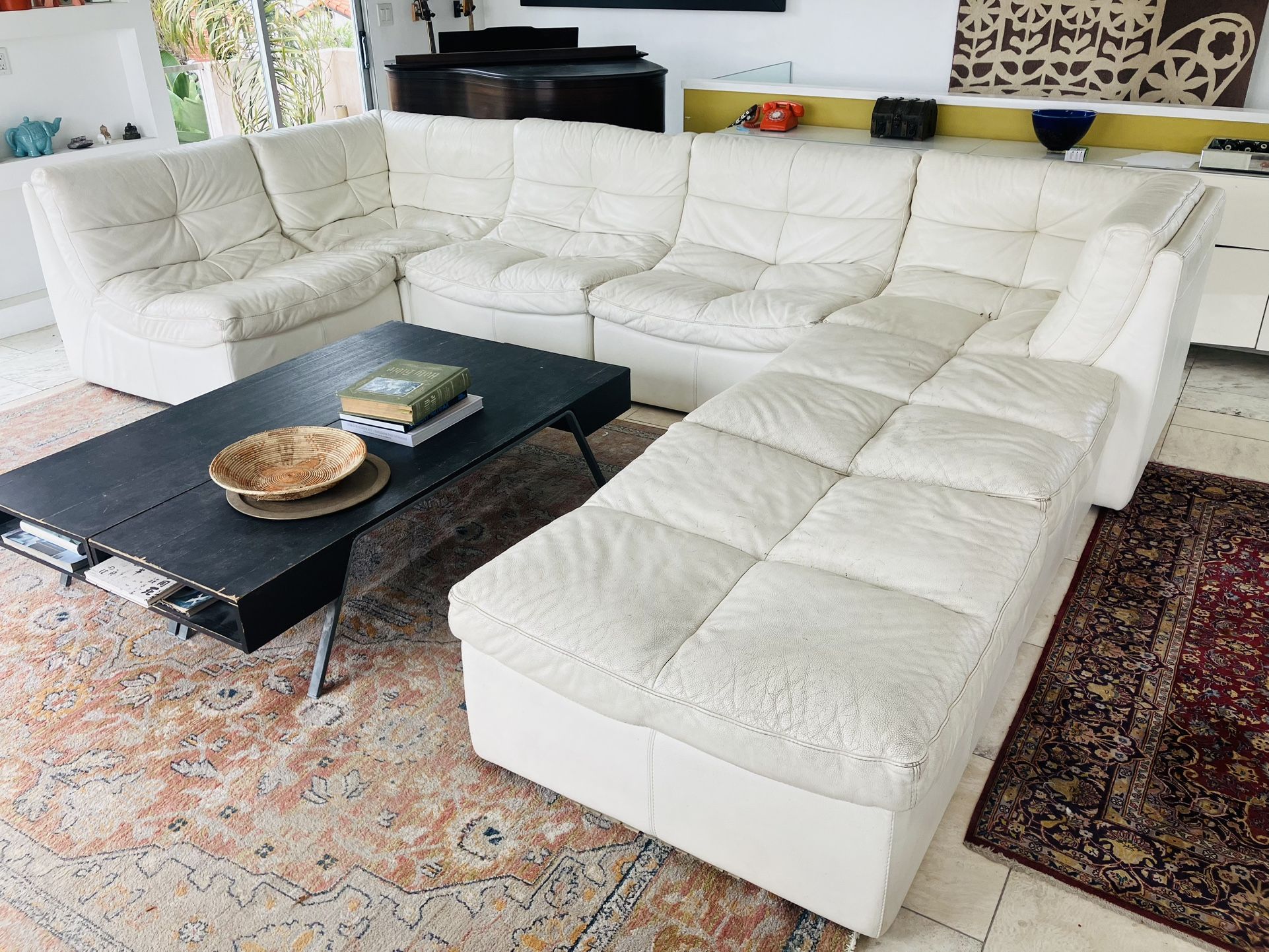 Z Gallerie Cloud White Leather Sectional