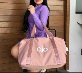 Pink duffel bag