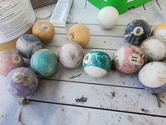 Two sets of pool balls