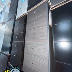 Grey Slim/ Skinny 5 Drawer Wood Dresser 