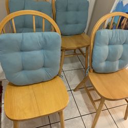 4 Solid Wood Chairs with cushions 
