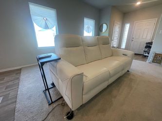 White leather recliner sofa