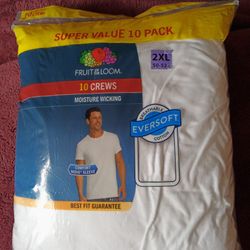 Fruit Of The Loom White Crew Neck Undershirts
