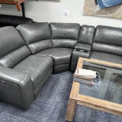 Leather Sectional Power Electric Recliner 