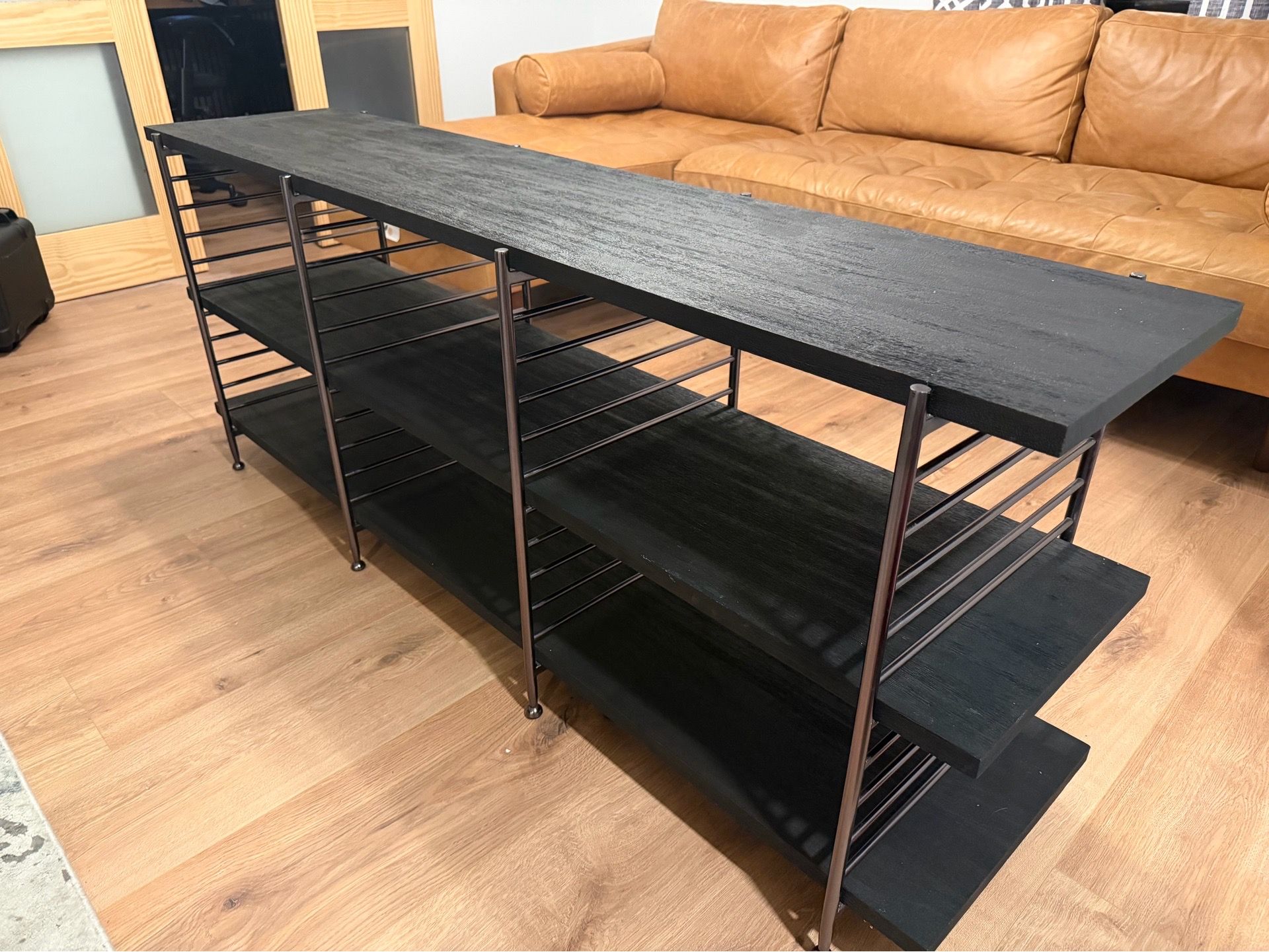CB2 Scala Black Wood Open Console