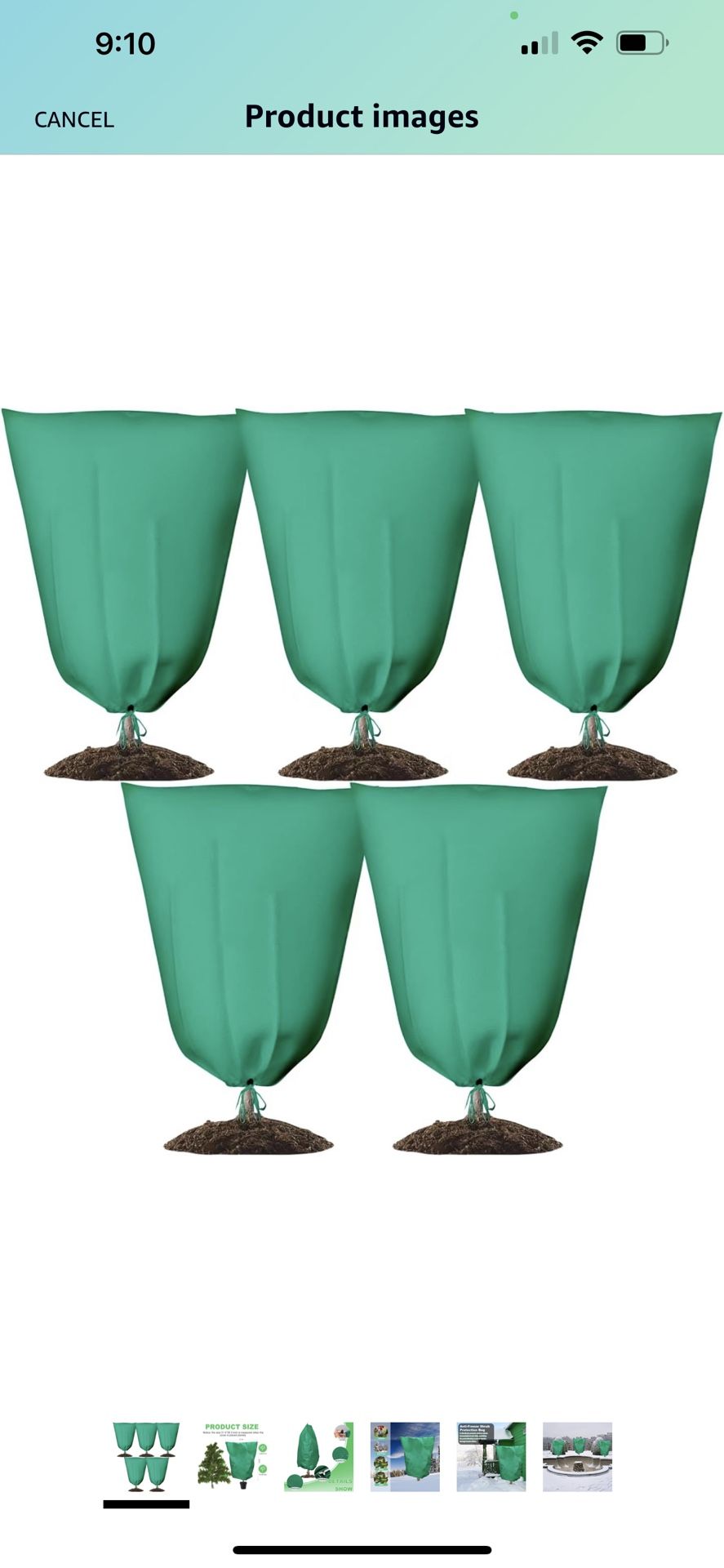 EEOYU 5 Pack Plant Covers Frost Protection Bag, 31.5 x 39.4 Inch, Winter Plant Protection with Drawstring Design, Winter Reusable Plants Jacket for Fr