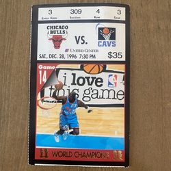 Chicago Bulls 1996 Ticket Game 