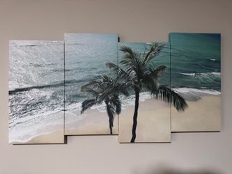 4-Panel Tropical Beach Canvas Wall Art (38" x 20")