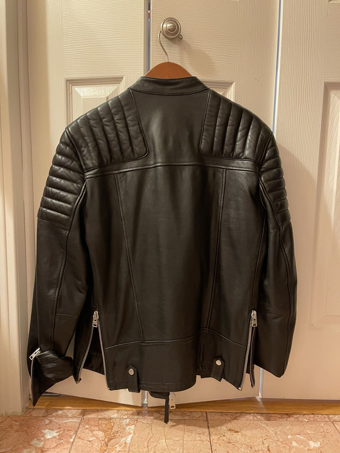 Brand New For Men ALLSAINTS black Jasper Leather Biker Jacket Men s clothing