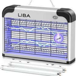 LiBa Bug Zapper 2800V Indoor, with 2 Extra Replacement Bulbs 2800V grid kills flies and mosquitoes, removable washable tray, indoor Insect Killer, eas