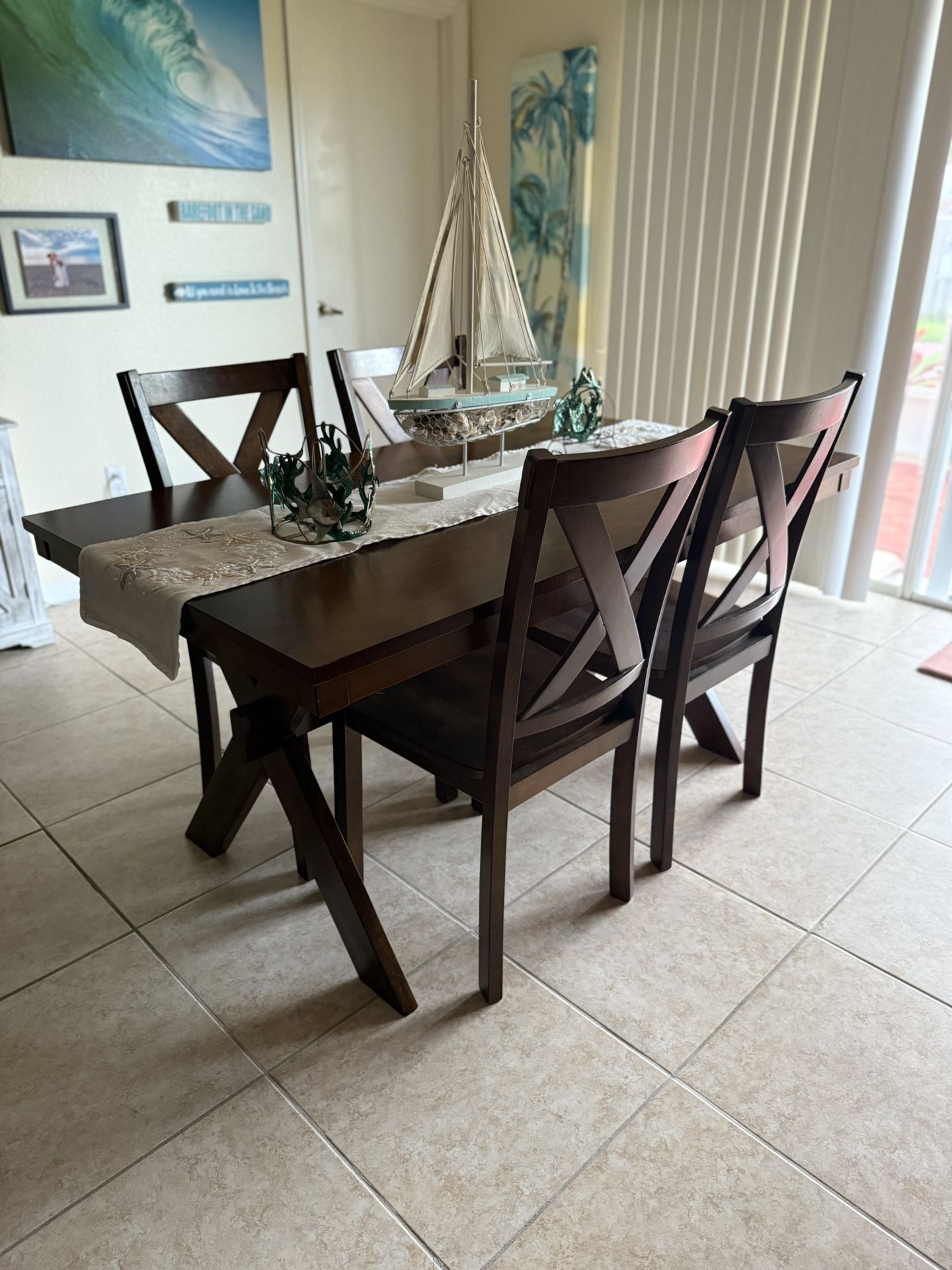 Wooden Farm Style Dining Room Table