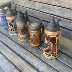 German Beer, Steins Lot Of 5