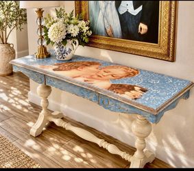 Hand-Painted Cherub Angels Console Table