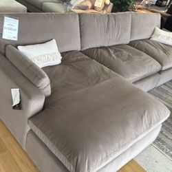 Sophie Light Brown Puffy Soft Cozy Sectional Couch 