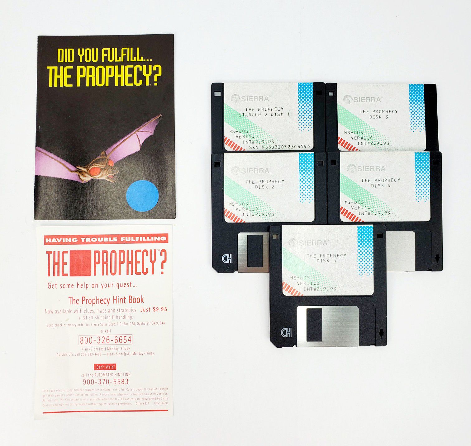 Sierra - The Prophecy - 5.25" Floppy Disks, Manual & Feelie - IBM PC Tandy
