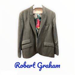 Men’s Black Classic Fit Robert Graham Casual Sport Blazer Jacket Coat 🧥 