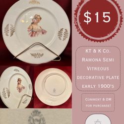 KT & K Co. Ramona Semi Vitreous Decorative Plate