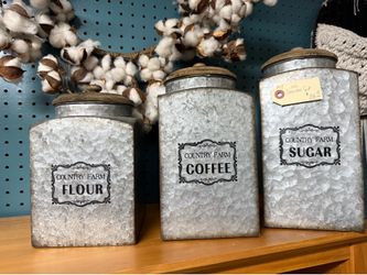 Galvanized kitchen canisters