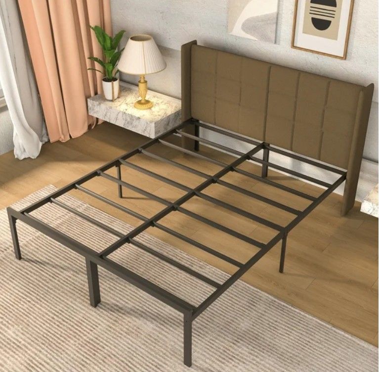 Queen Size Platform Bed Frame with Headboard