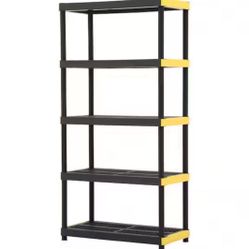 HDX 5-Tier Easy Assembly Multi-purpose Plastic Garage Storage Shelving Unit in Black (36 in. W x 74 in. H x 18 in. D)