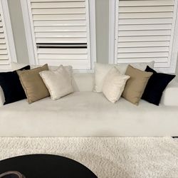 Like New (2 ) Acanva Minimalist T Shape With Short Arms Wool Sofas With Wood Frame 1 Year Old