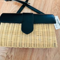 Black Leather Handbag Purse Top Handle and Shoulder Strap Bag