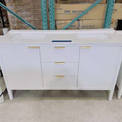 60” Beautiful Bathroom Vanity in White Color with Marble Top in White  $849 