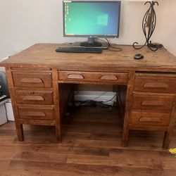 Antique Oak Teachers Desk