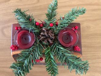 Wood Christmas CandleHolder Centerpiece Decor