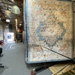 8x10 Area Rugs Carpet Rugs Medalian Design Thick Colors Blue Rust Beige