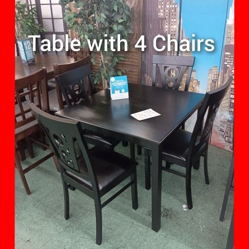✨ Black Table With 4 Chairs