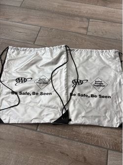 Set of Two AAA Safer Roads Together Silver Drawstring Backpack