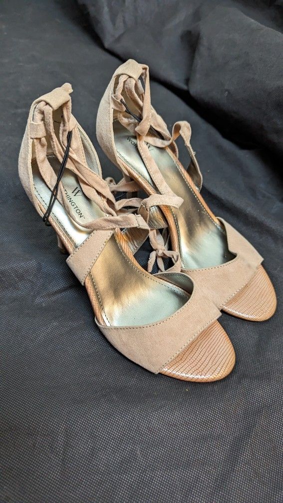 Pink Heels That Tie Around The Ankles