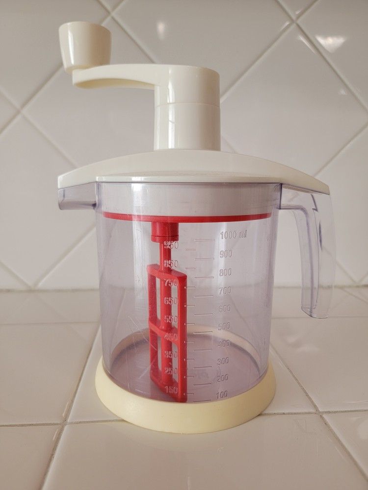 Tovolo Quick Mix Batter Hand Powered Mixing Blender Tool, Red/Clear