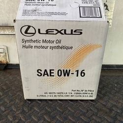 LEXUS SYNTHETIC 0W-16 MOTOR OIL PACK OF 6 QUARTS